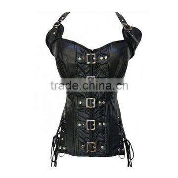 Sexy Women Black Steampunk Punk Leather Buckle Bondage Corset