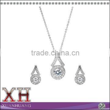 Brass Cubic Zirconia China Manufacture Silver Jewelry Set Gemstone