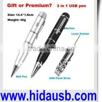 Laser usb pen, Aluminium usb ballpen flash memory