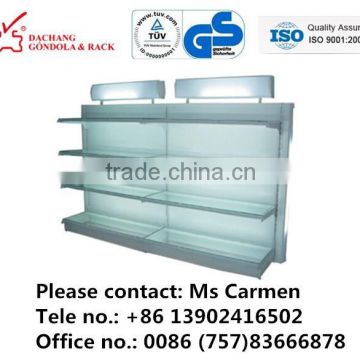 Dachang Factory Heavy Duty Supermarket Shelf with Lightbox glass shelf/ storage shelf/metal shelf/gondola/cosmetic shelf