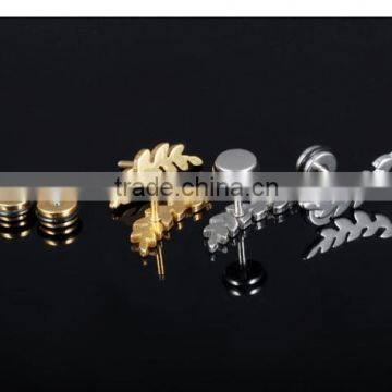 Fashion Hot Sale Wholesale Design 2016 Stainless Steel Leaf Earring photo-4