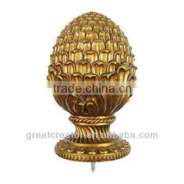 Renaissance Gold Pineapple Large Curtain Rod Finial from China Home Decor Wholesale