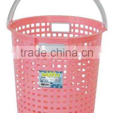 Round plastic laundry basket