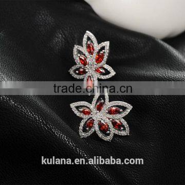 ED-48 Crystal Micro Paving Brass Material Rhodium Plated White Zircon Stone Wedding Earrings