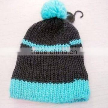 Fashion Acrylic Stripe Knitted Hat With Pompon