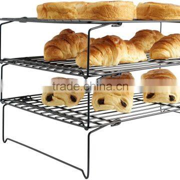 Kitchen 3 Tier Stackable Cooling Rack Tray Pies Food Bakery Chrome Plated Iron Wire Bread Cooling Rack photo-3