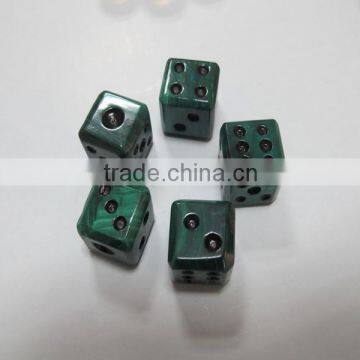 Natural Semi Precious Stone Dice-African Malachite Stone Carving Dice With Red Color Dots