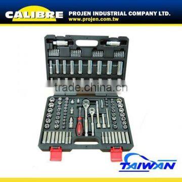 CALIBRE 114pc 1/4" & 3/8" Dr. Socket, bits and ratchet handle Set