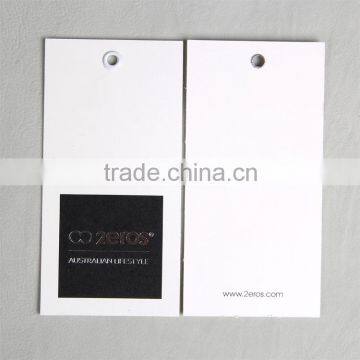White Card Paper Hangtag With Black Printted and Logo Sliver Stamping for Men 's Trousers photo-3