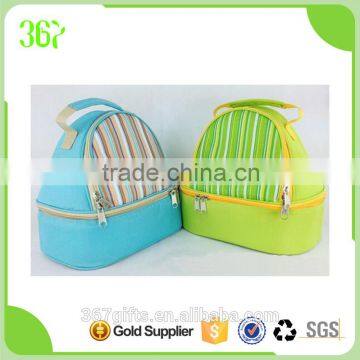 Double-deck cooler bag triangle lunch bag with handles