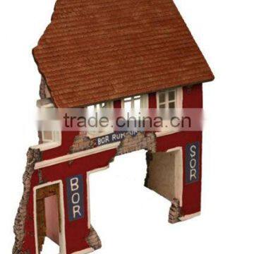 RED VSARMY 1/24 2-Floor Ruined Building with Roof FOR RC VS TANK