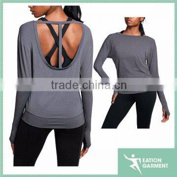 ladies back less long sleeve slim fit shirts made of bamboo t-shirts wholesale,dri fit shirts wholesale