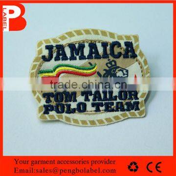 wholesale garment woven label / tag / customized clothing embroidered logo / satin label patch