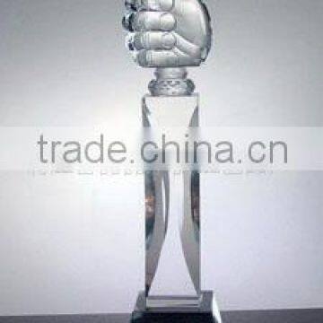 New arrival popular tree&cylinder&hand shaped crystal glass award trophy