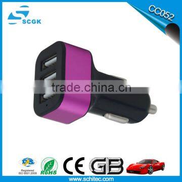 2016 metal car charger 3 port output