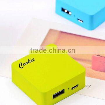 slim mini universal portable square power bank 2800 mah cookie mobile charger