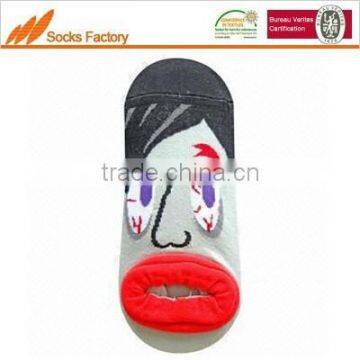 children 3D socks with jaquard designs funny face big lips