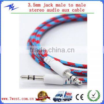 Custom Braided 3.5mm AUX AUXILIARY CORD Male to Male Stereo Audio Aux Cable for PC IPod MP3 CAR