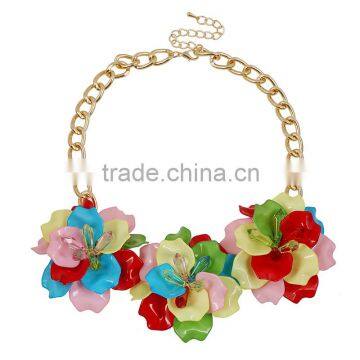 Summer vacation colorful plastic acrylic flower necklace