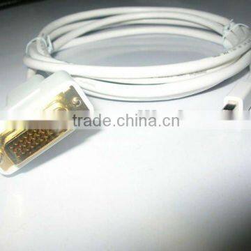 white miniDP Displayport to DVI-D dock adapters cable for macbook