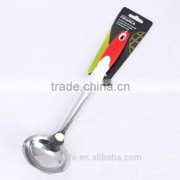 TSY003-SL Stainless Steel Soup ladle with White PP and Red TPR handle Mirror Finshed Kitchen Tool