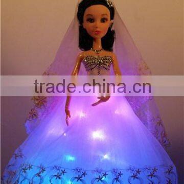 Luminous White Princess Dresses with Long Train / LED Dress for Sale