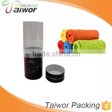 Paper and transparent PVC material cylinder display box for towel packing