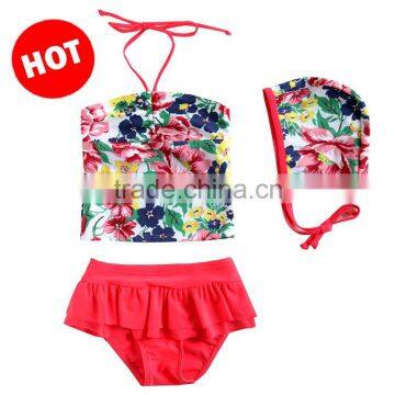 JPSKIRT201508023 Wholesale peony printed Child Litter Kids Girls Swimwear Bikini Kids Swimsuit 2015