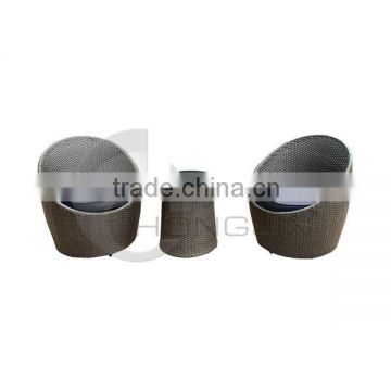 Waterproof Circular PE Rattan Chairs with End Table