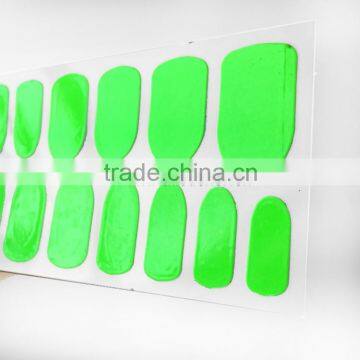 Custom neon green color nail wrap gel nail polish strip waterproof nail art sticker manufacturer