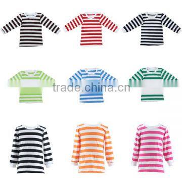 Wholesale 2016 striped body and solid white trim on neck and sleeve cute baby boy clothing