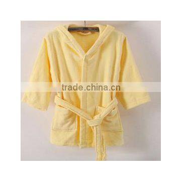 Yellow Color Baby Bathrobe Children Robe Velour Bathrobe