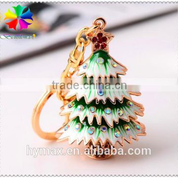 3D snow Christmas tree metal custom keychain