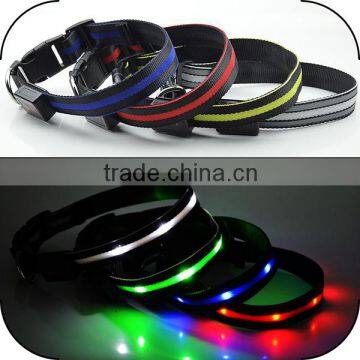 Glowing in the Dark Safety Black Webbing Pet Training Collar Lights