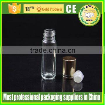 transparent glass roll on bottles 10ml with metal screw cap