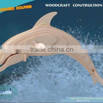 New 3D Bottlenosed Dolphin Woodcraft Construction Puzzle Kit 24 Pieces