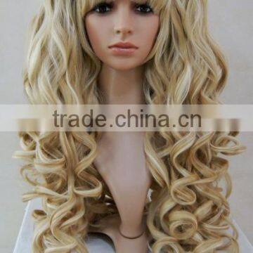 Cosplay Costume Long Blond Kinky Wig With Two Ponytail N375