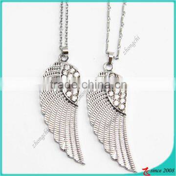 2016 new arrival rhinestone angel wings charm necklace wholesale