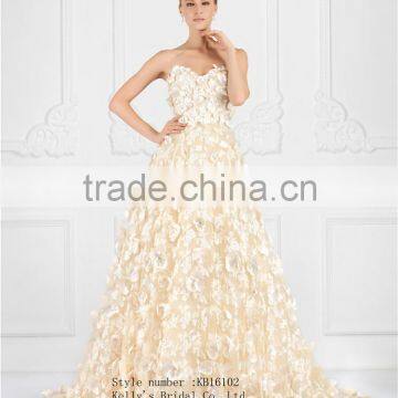 2016 Appliqued Excellent A-line Style Organza Fabric off Shoulder Sleeveless Evening Dress/ Prom Dress photo-3