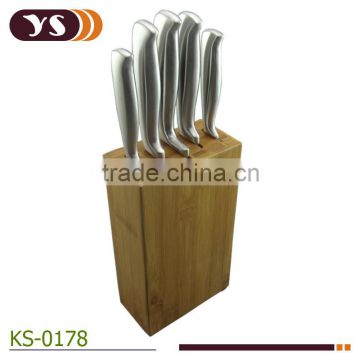 bamboo knife block with stainless steel knife set