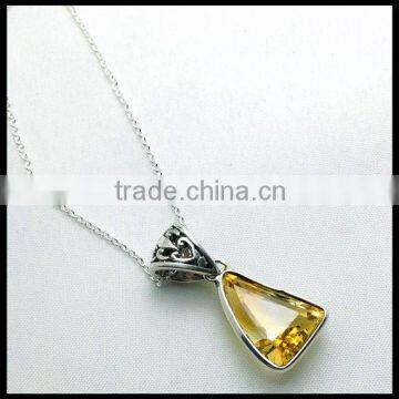 Citrine gemstone fancy shape silver necklace