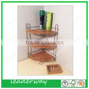 Popular 3-tier bathroom bamboo display rack with metal