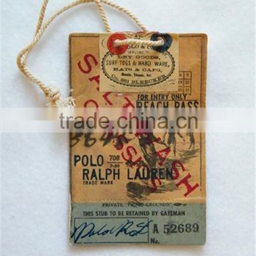 Old fashioned hang tags paper garment hang tags for clothes