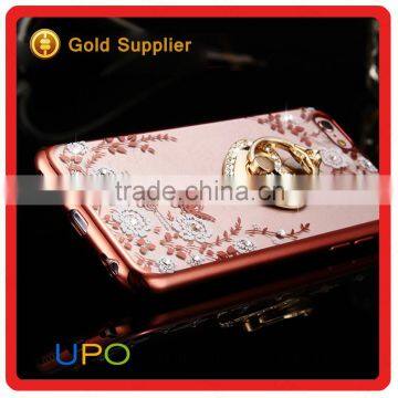[UPO] New Design 2 in 1 Clear Electroplated TPU Shockproof Diamond Ring Holder Phone Case for IPhone 6s photo-2