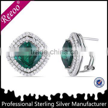 Emerald costume jewelry earrings, 925 cz stud earring