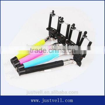 Colorful selfie stick with bluetooth shutter button , wireless camera monopod