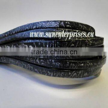 Flat Nappa Leather cords - Italian Leather - Aboriginal Black- 20mm