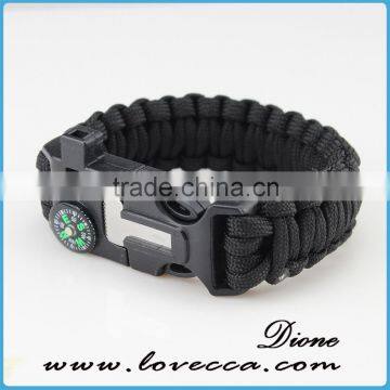 Top Quality Black Paracord Compass Outdoor Military Braided Survival Bracelets