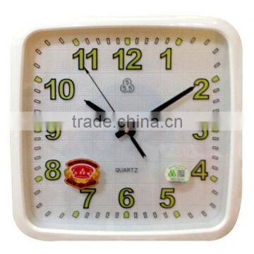 ABS plastic square shape glow in the dark wall clock for decor