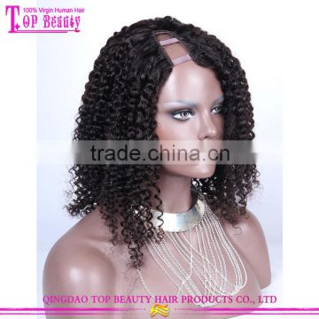 Best Selling Indian Women Hair Wig 18 Inches Human Hair Kinky Curly U Part Wigs For Black Women